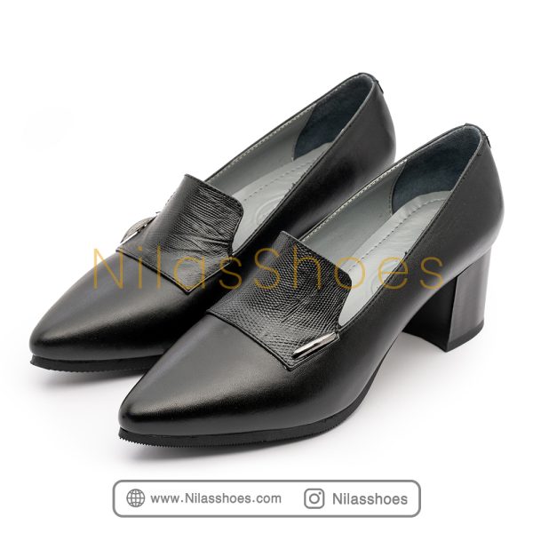 کفش زنانه چرم طبیعی پاشنه 5 سانت (A-853) - Image 2