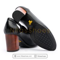 کفش مجلسی زنانه چرم طبیعی پاشنه چوبی (A-778) - Image 3