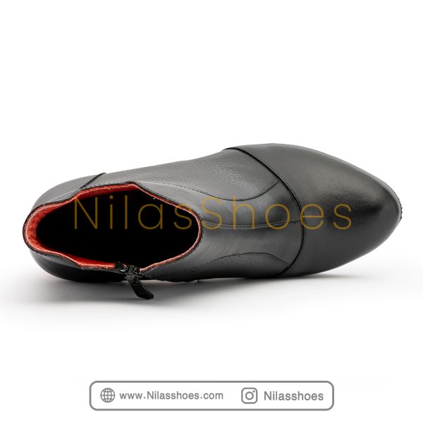 نیم بوت زنانه چرم طبیعی پاشنه چوبی (A-768) - Image 4