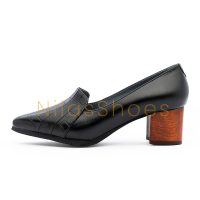 کفش مجلسی چرم طبیعی پاشنه 5 سانت چوبی طبیعی(A-761)
